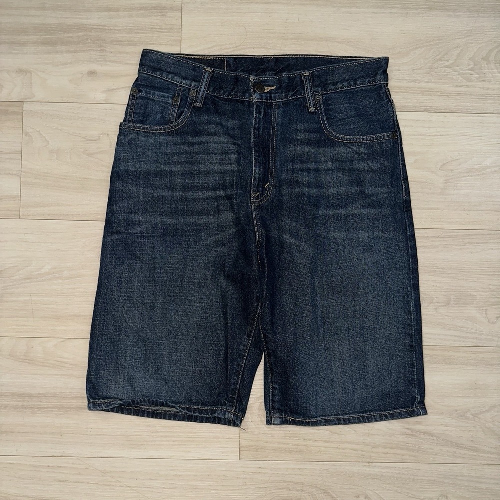 Levi's 569 Jean Shorts Loose Straight Cotton Size 30 Dark Wash Baggy Y2K